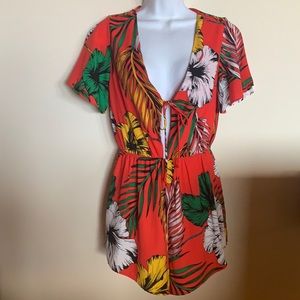 Red flower aloha  romper